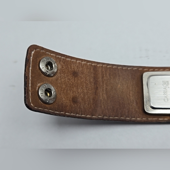 Womens Vintage Carriage Timex Black Leather Cuff Watch New Battery Silver Rare - Picture 9 of 11